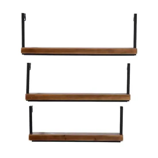 Brown & Black Industrial Wall Shelf Set {3}