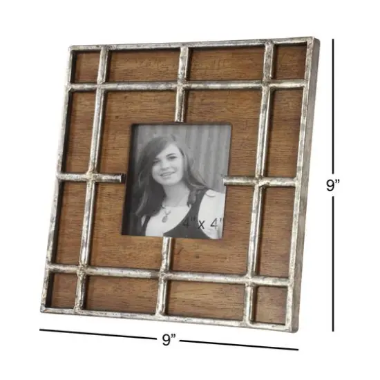 Brown Wood Grain Grid 4" x 4" Frame {6}