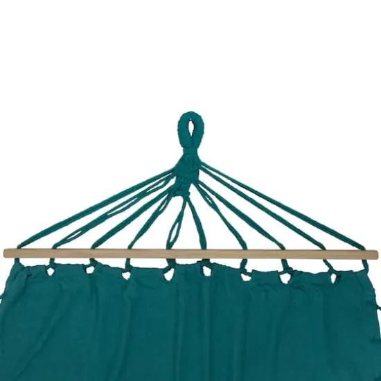 100" x 41" Hammock with Netted Fringe & Wooden Bars Green {6}