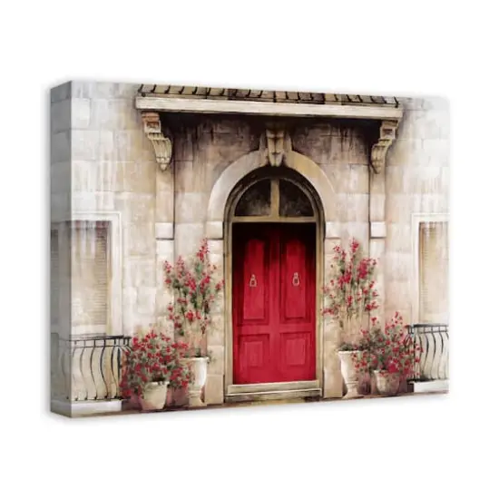 Red Door Tuscan Scene Canvas Wall Art {3}