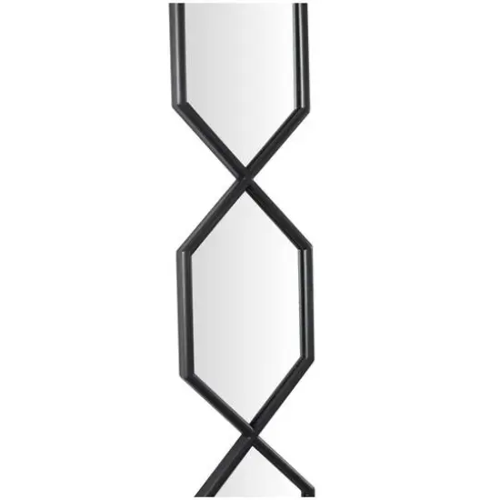 Black Metal Slim Stacked Chain 5 Layer Wall Mirror with Trellis Pattern 7" x 1" x 59" {4}
