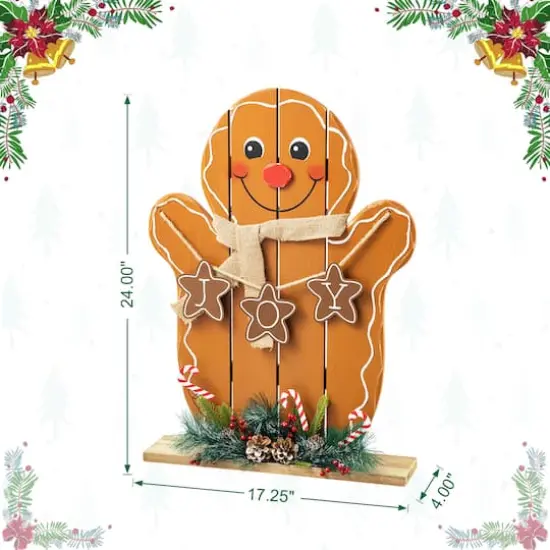 Glitzhome&reg; 24" Wood Gingerbread Man Porch D&eacute;cor {9}