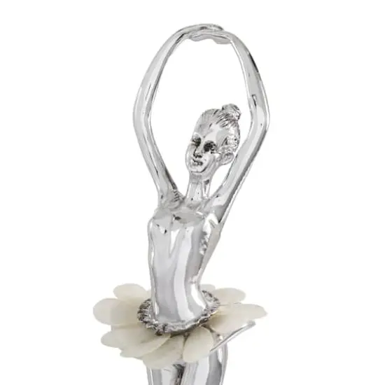 Set of 3 Silver Polystone Glam Dancer Sculpture, 10.75", 11.75", 11.75" {4}