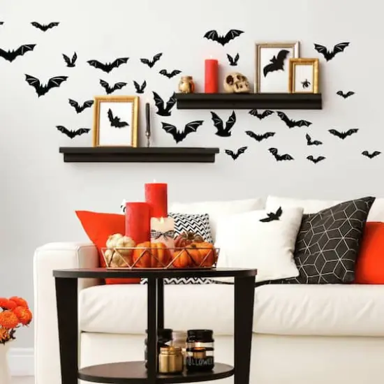 RoomMates Halloween Black Bats Peel & Stick Wall Decals {3}