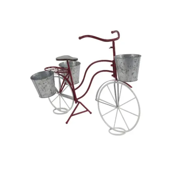 31" Red Tin Vintage Bicycle Planter {5}