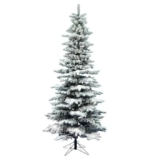 7.5ft. Unlit Slim Flocked Utica Fir Artificial Christmas Tree {1}
