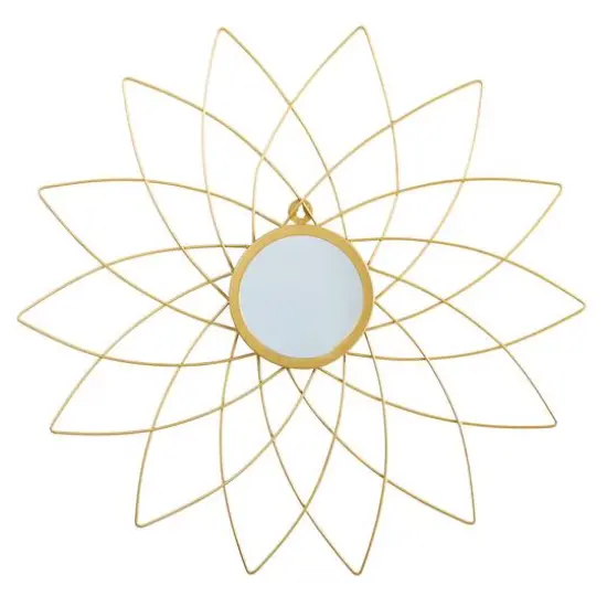 26" Gold Metal Flower Accent Wall Mirror {1}