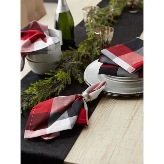 DII&reg; Oversized Tri Color Check Cloth Dinner Napkins, 6ct. Cardinal Red {6}