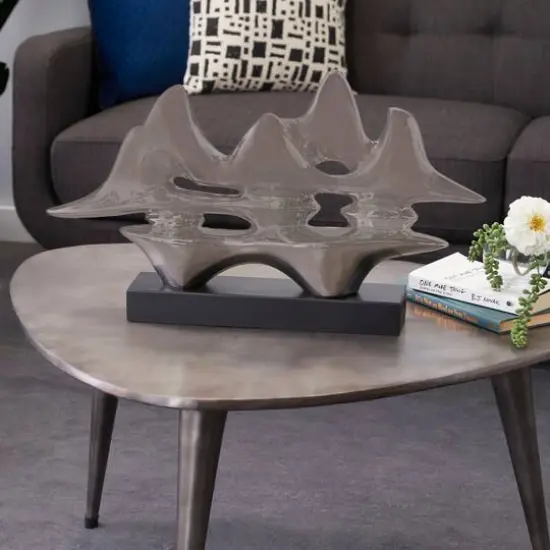 Silver Porcelain Sculpture, Abstract 14" x 25" x 5" {8}