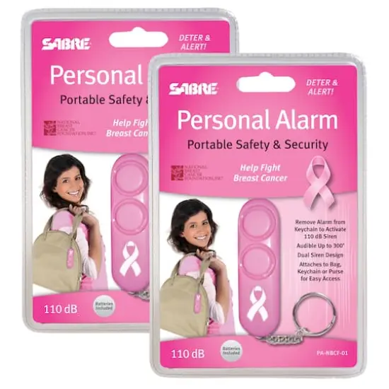 SABRE&reg; Pink NBCF Personal Alarm, 2ct. {1}