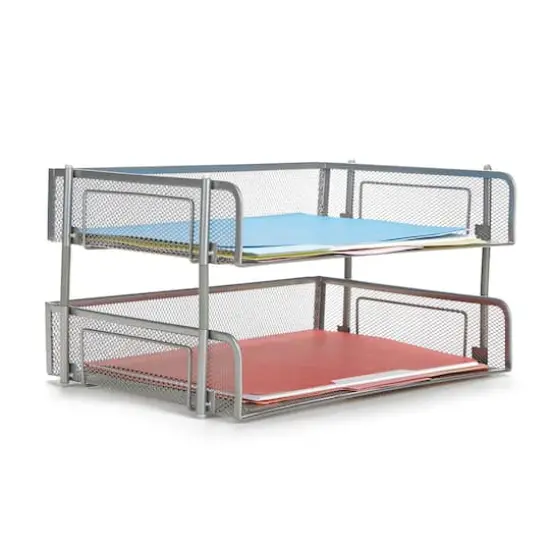 Mind Reader 2 Pack Silver Stackable Metal Mesh Organizer {1}