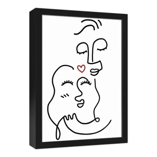 Drawn Love Faces Black Framed Canvas {3}