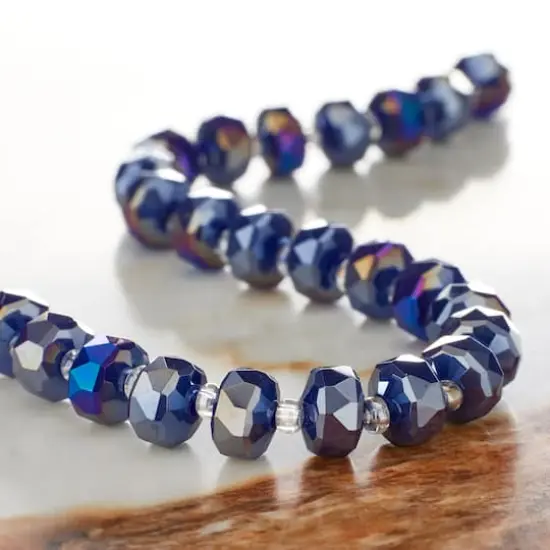 8mm Silverite Blue Faceted Glass Rondelle Beads by Bead Landing&trade; {3}