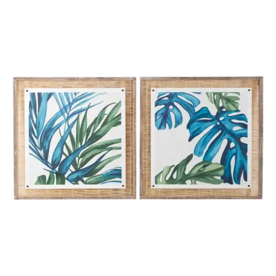 Set of 2 Blue Sea Grass Eclectic Botanical Wall Decor, 29" x 29" {1}
