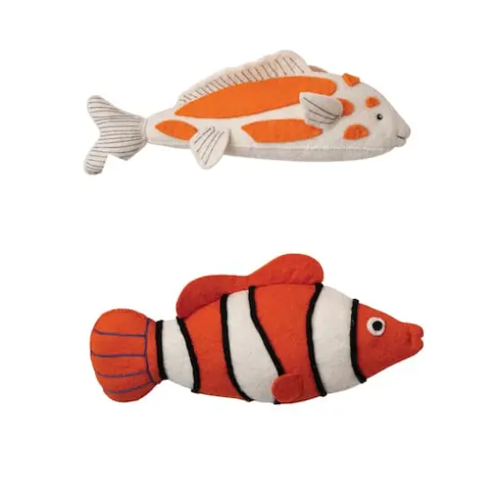 Hello Honey&reg; Handmade Wool Felt Fish Ornament Wall Hanging Set {4}