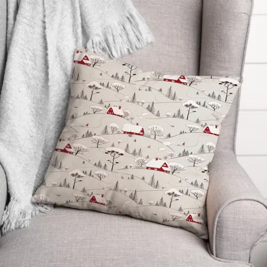 Snowy Village18x18 Throw Pillow {3}