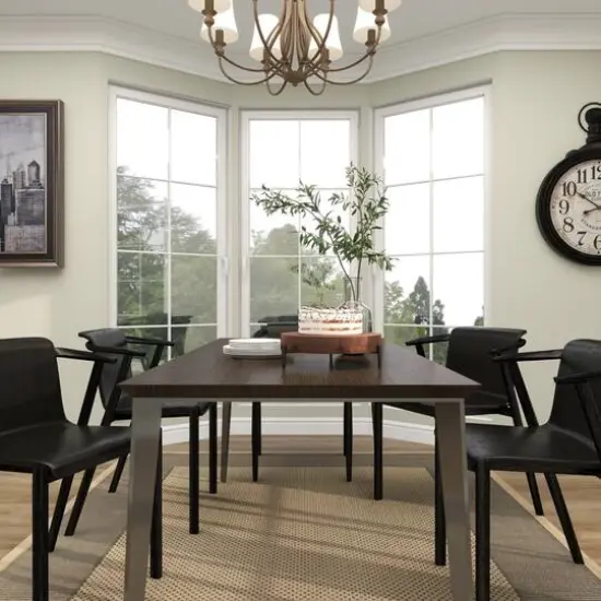 12" Brown Wood Tray with Black Metal Legs {14}