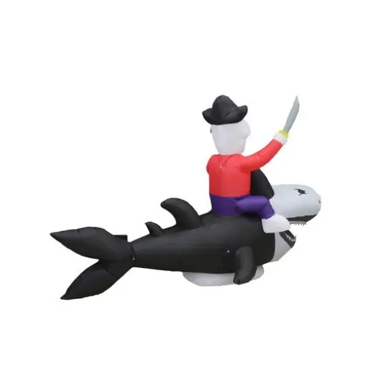 8ft. Inflatable Skeleton Shark & Pirate {4}