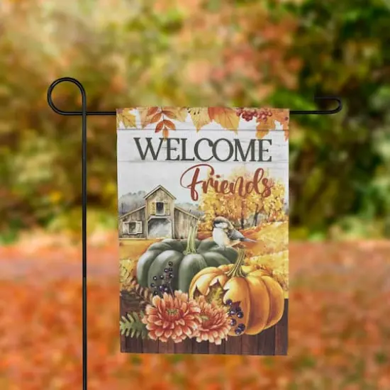 18" x 12.5" Welcome Friends Fall Harvest Outdoor Garden Flag {3}