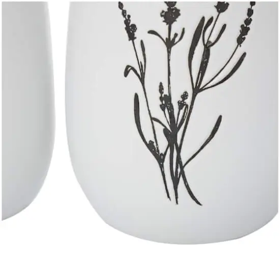 White Ceramic Vase with Black Lavender Prints Set {5}