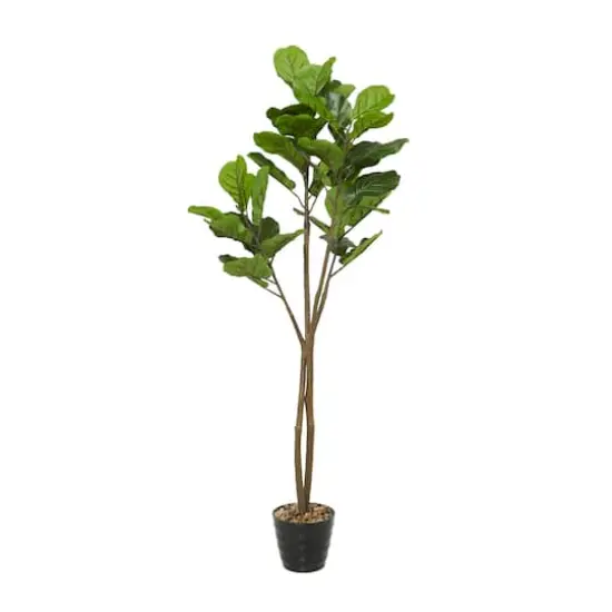 63" Black Vinyl Contemporary Potted Artificial Tree {1}