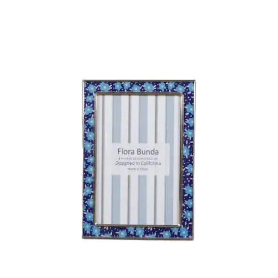 Flora Bunda 4" x 6" Blue Floral Aluminum Picture Frame {1}