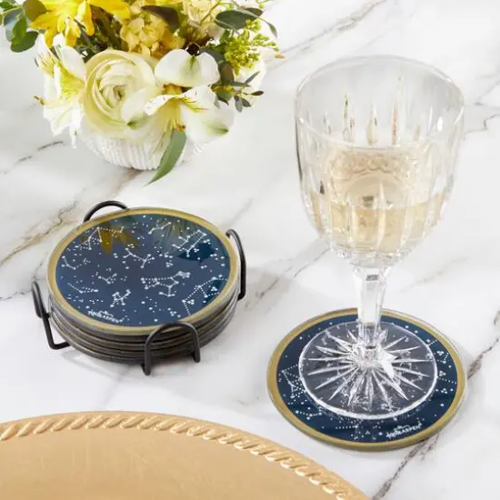 Kate Aspen&reg; Under the Stars Glass Coasters & Holder Set {5}