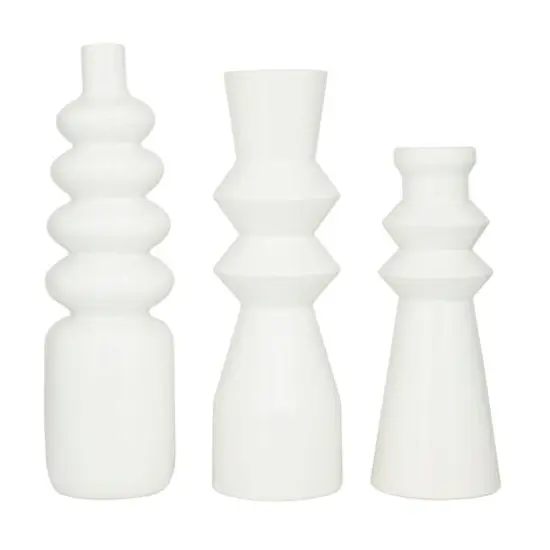 White Stoneware Contemporary Vase, Set of 3" 16",17" {7}