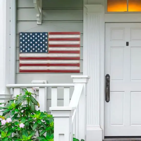 Glitzhome&reg; Wooden American Flag Hanging Wall Decor {4}