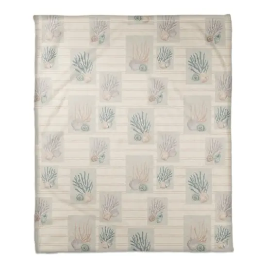 Shell Panels Coral Fleece Blanket Blush Stripe {1}
