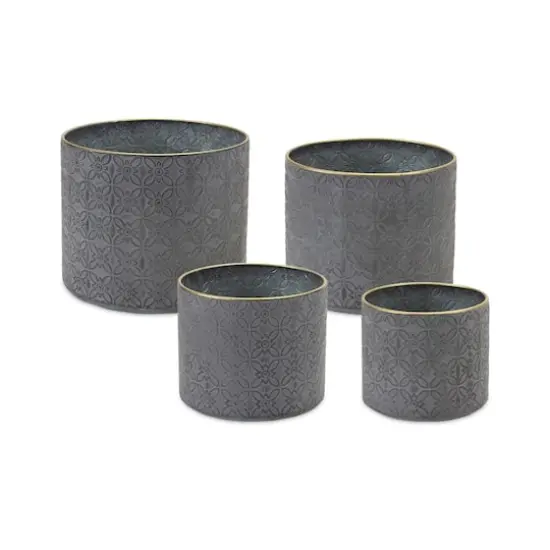 Ornate Geometric Metal Planters Set {1}