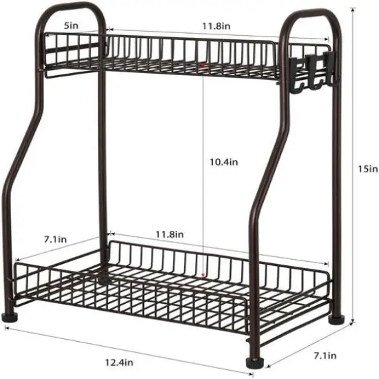 NEX&trade; 2-Tier Bronze Spice Rack Kitchen Organizer {3}