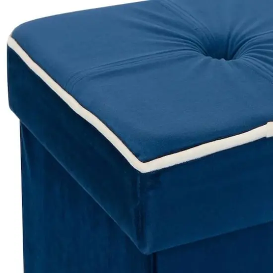 Simplify Collapsible Velvet Storage Ottoman Navy {5}