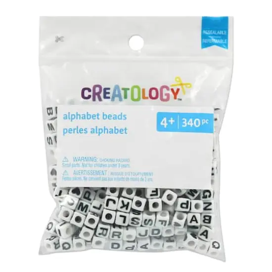 Black & White Alphabet Beads by Creatology&trade;, 6.5mm {4}