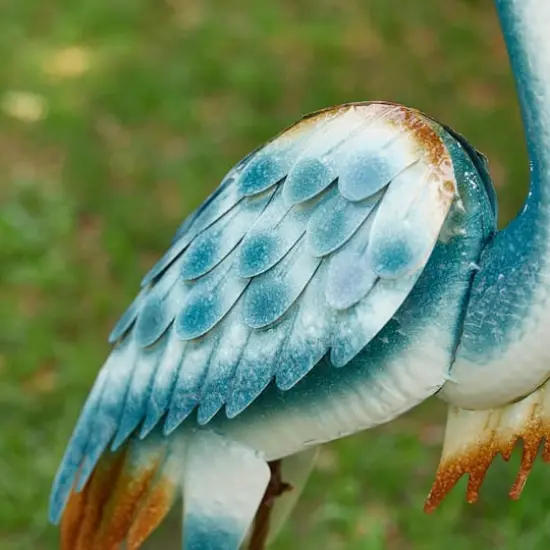 Glitzhome® 40" Metal Standing Crane Garden Statue with Stakes {9}