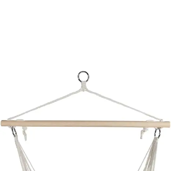37.25" x 33" Cream Hammock Chair with Wooden Bar {6}