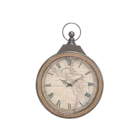 30" Brown Metal Coastal Wall Clock {1}