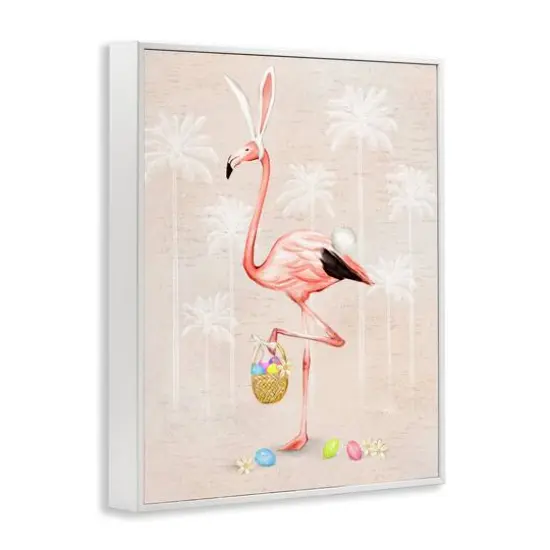 Stupell Industries Easter Flamingo Pink Bird Egg Hunt Basket Framed Giclee Art White {4}