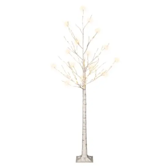 6ft. Pre-Lit White Artificial Twig Christmas Tree, White Lights, 2ct. {1}
