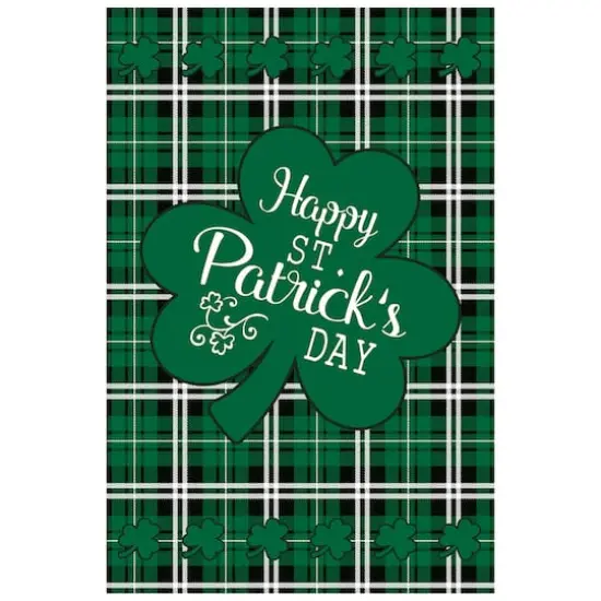 Happy St. Patrick's Day Plaid Outdoor House Flag 28" x 40" {3}