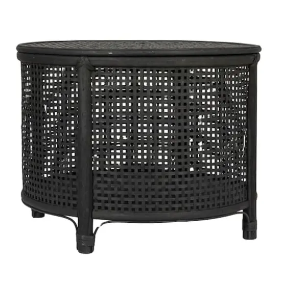 Hello Honey&reg; Round Bamboo & Rattan Accent Table Black {10}