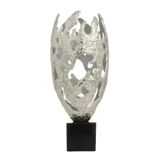 Silver Aluminum Contemporary Sculpture, 23" x 10" x 10" {1}