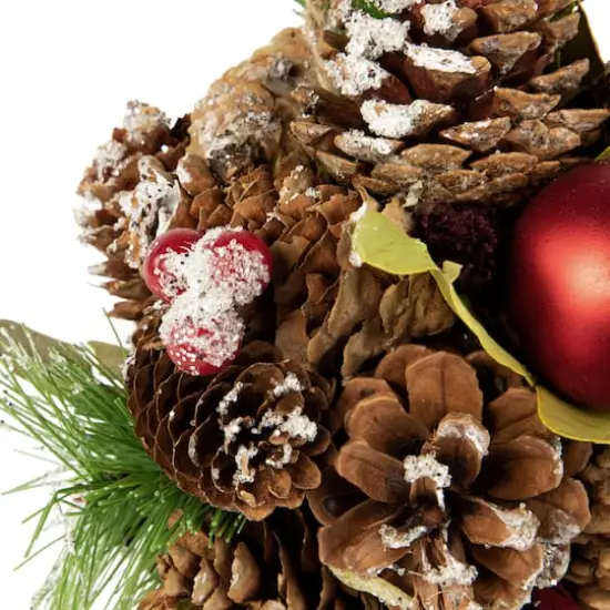 5.5" Red Ornament Pinecone and Mixed Foliage Hanging Christmas Ball Ornament {3}