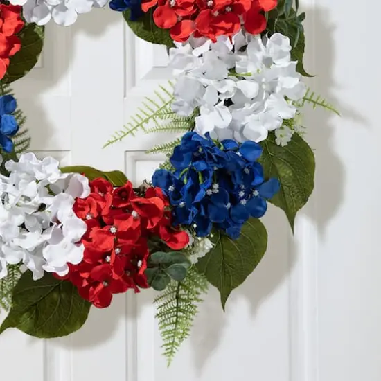 Glitzhome&reg; 22" Red, White & Blue Hydrangea Wreath {6}