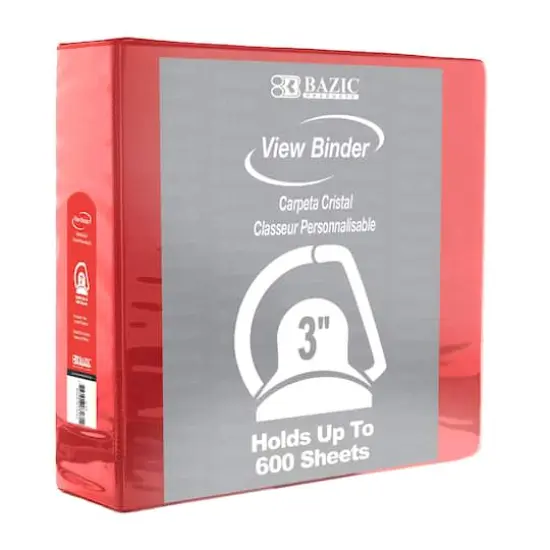 BAZIC&reg; Slant D Ring 2-Pocket View Binder Red {1}