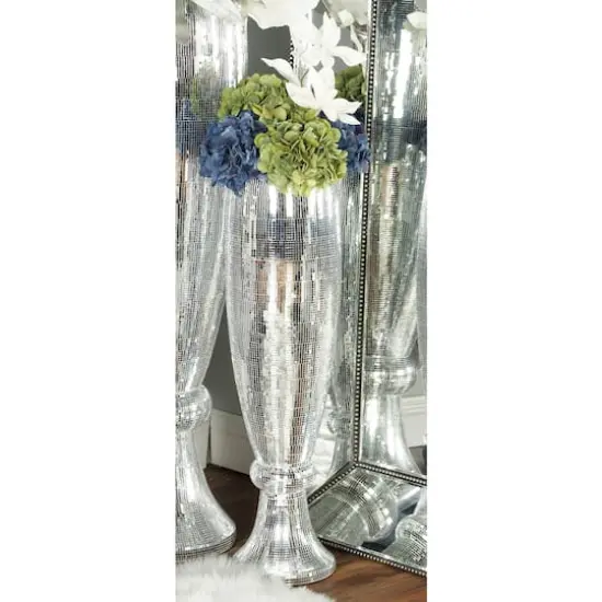 33" Silver Polystone Glam Vase {5}
