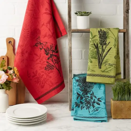 DII&reg; Botanical Print Kitchen Textiles Dishtowel Set {5}