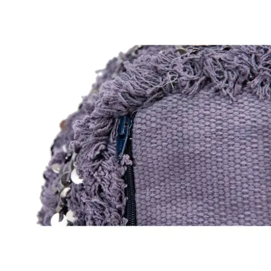 Hello Honey&reg; 16" Square Moroccan Wedding Quilt Pouf with Fringe & Sequins {3}