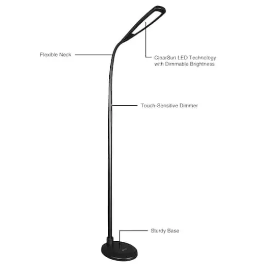OttLite Natural Daylight LED Flex Floor Lamp Black {8}