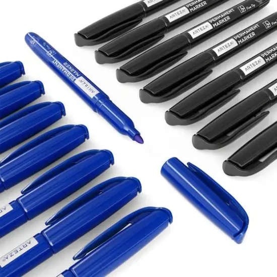 Arteza&reg; 60 Piece Blue & Black Fine Tip Permanent Marker Set {4}